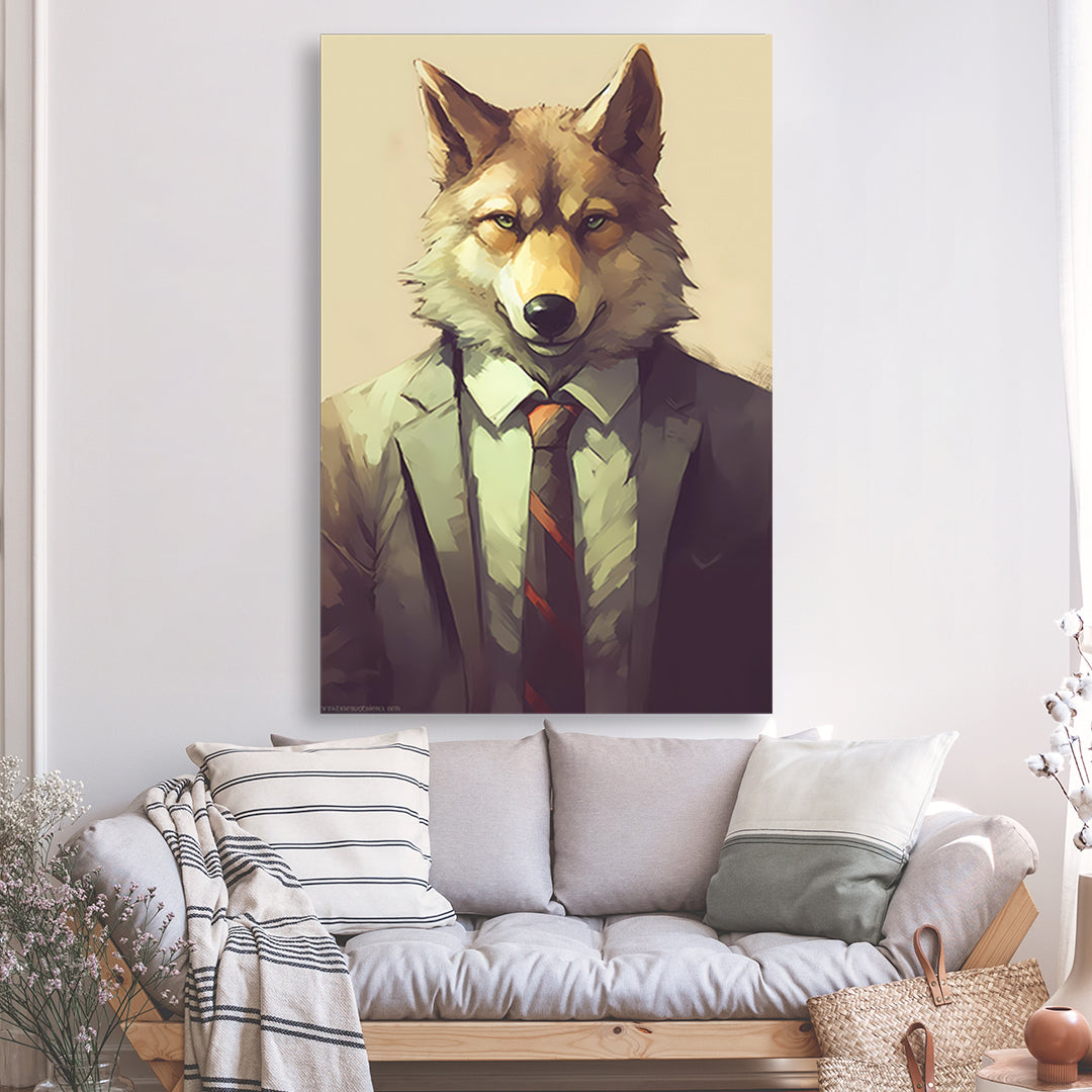 Tableau Gentlewolf - Loup en Costume - Grand Format | Mindstardust