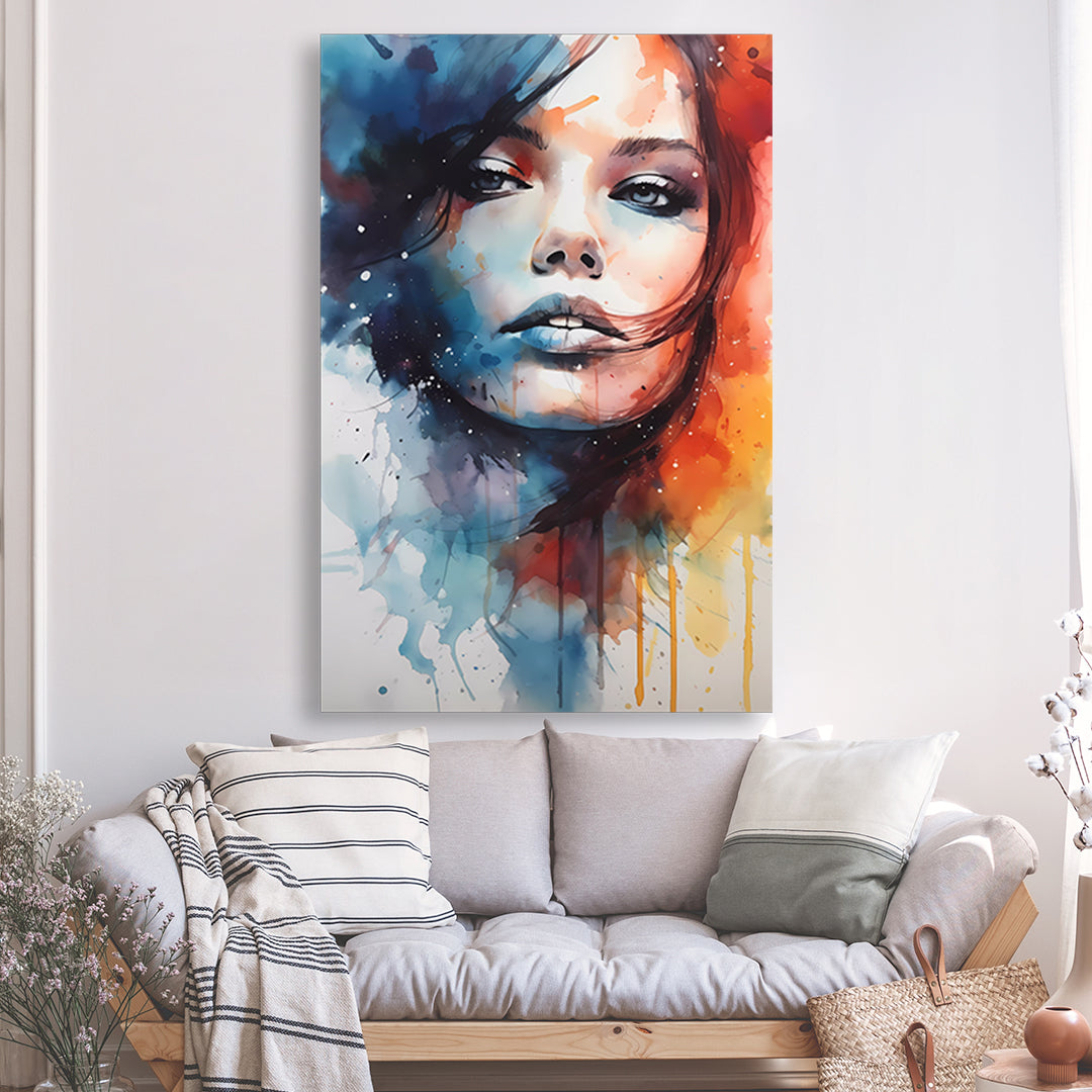 Tableau - Portrait de femme en aquarelle