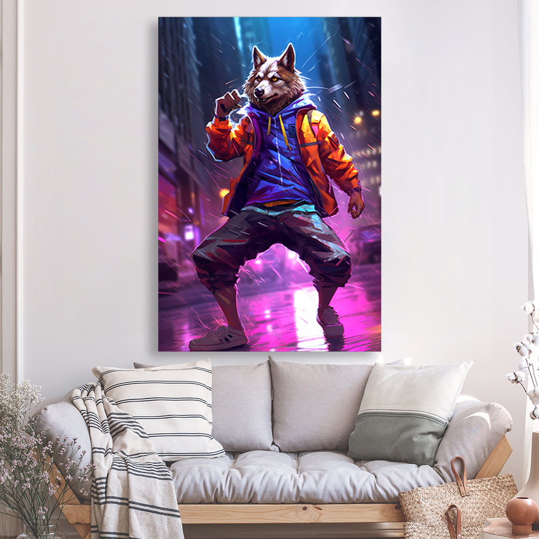 Tableau Hip Hop Wolf - Loup Street - Grand Format | Mindstardust