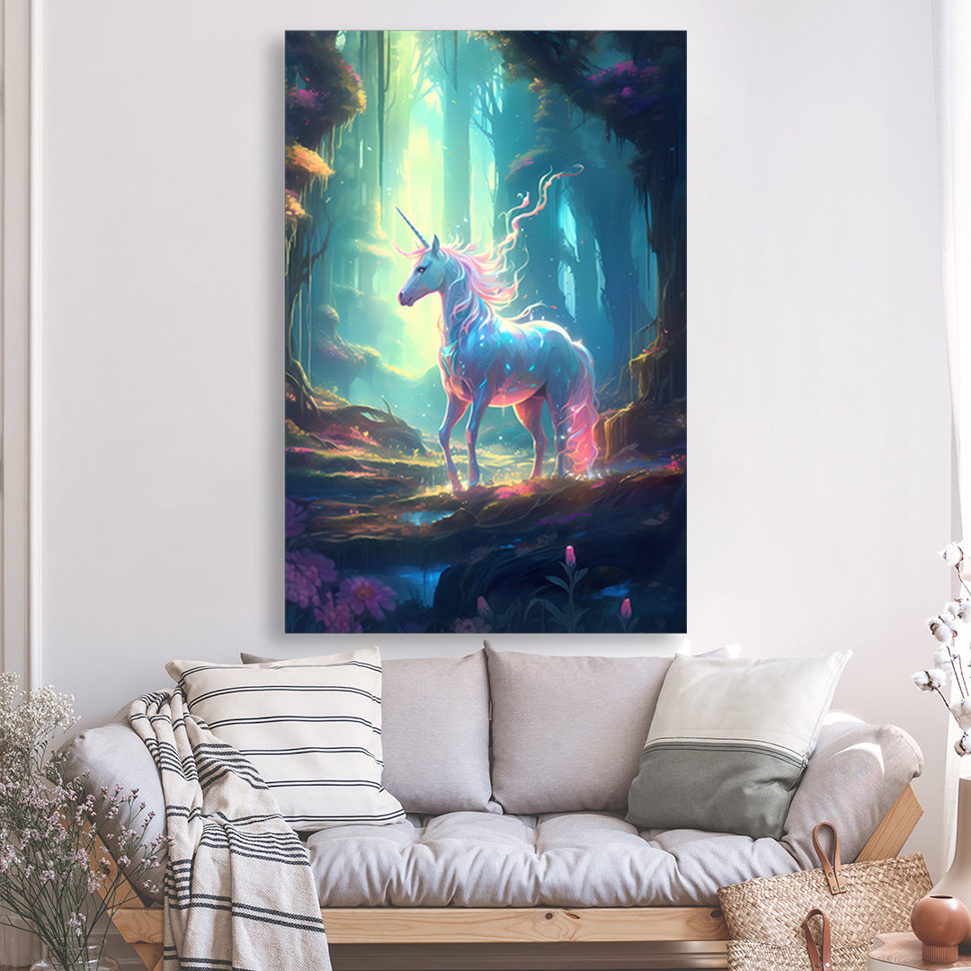 Tableau - Rencontre magique avec une licorne