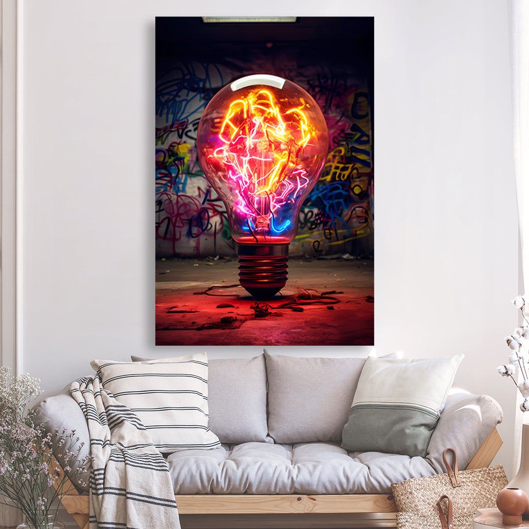 Tableau Graffiti Bulb Ampoule - Grand Format | Mindstardust