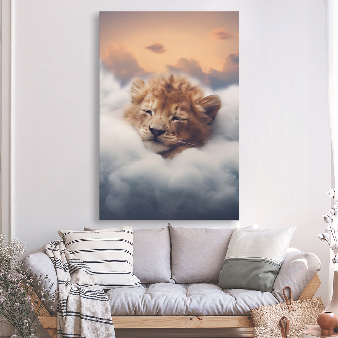 Tableau - Bébé Lion dormant dans les nuages