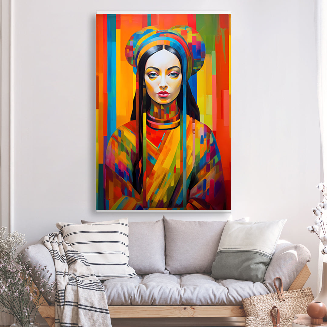 Portrait de femme abstrait, moderne et coloré