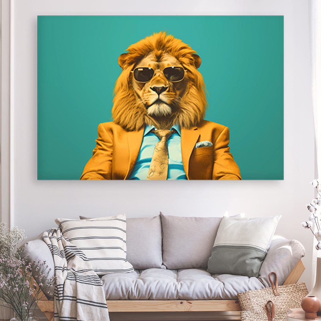 Tableau Lion 70's Vintage - Très Grand Format XXL | Mindstardust
