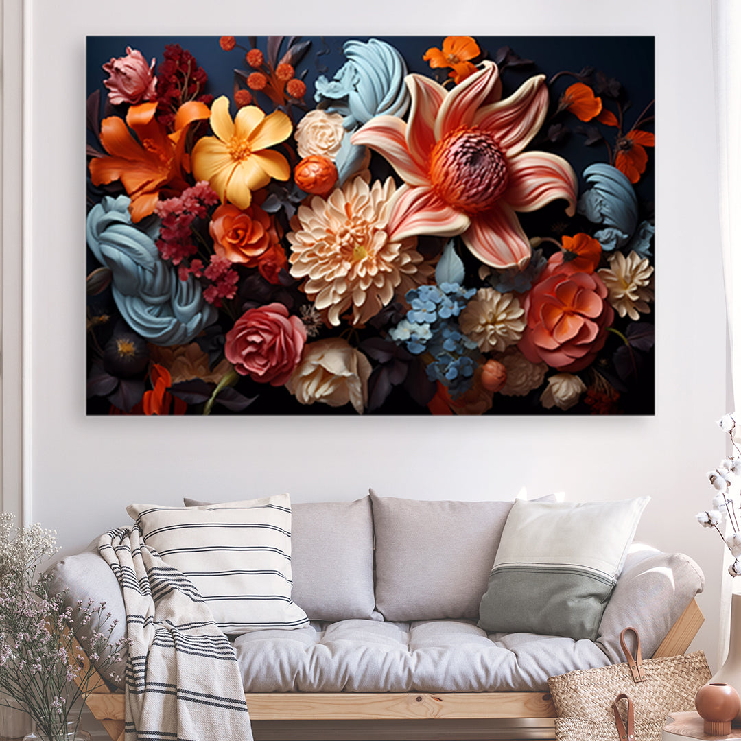 Tableau Méli Mélo Floral - Très Grand Format XXL | Mindstardust