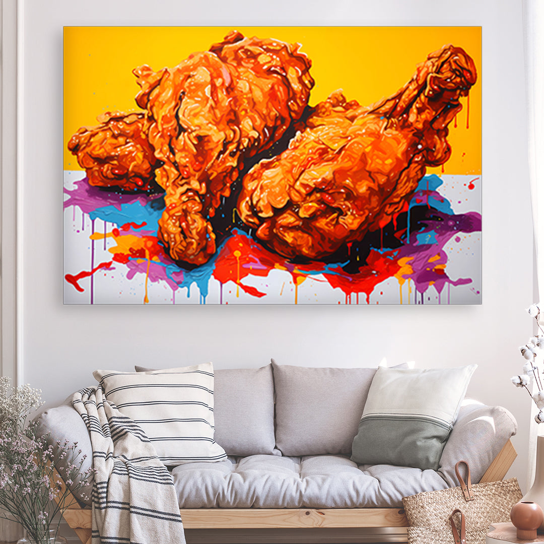 Tableau Poulet Frit Pop Art - Grand Format XXL | Mindstardust