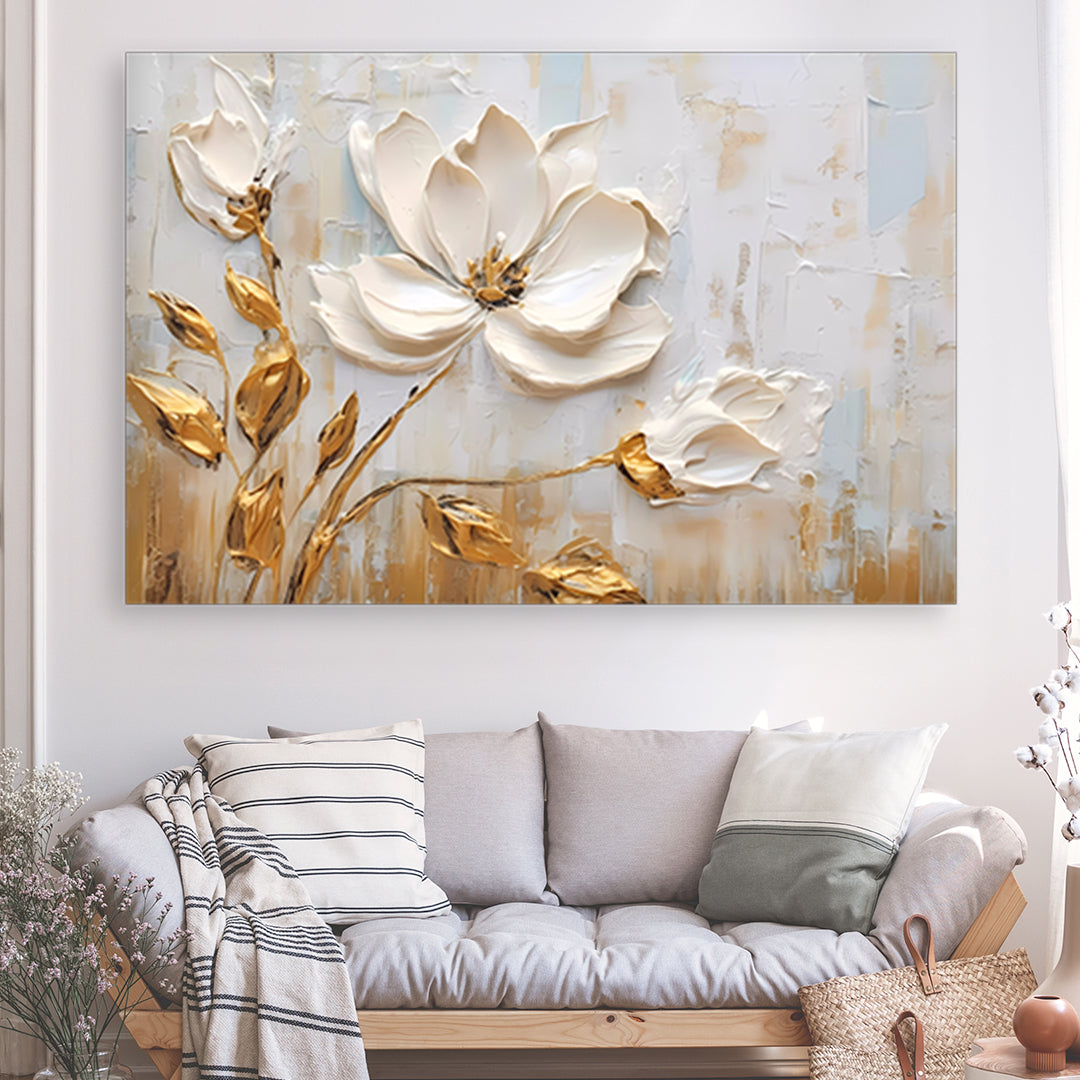 Tableau - Lys blancs et dorés luxe floral
