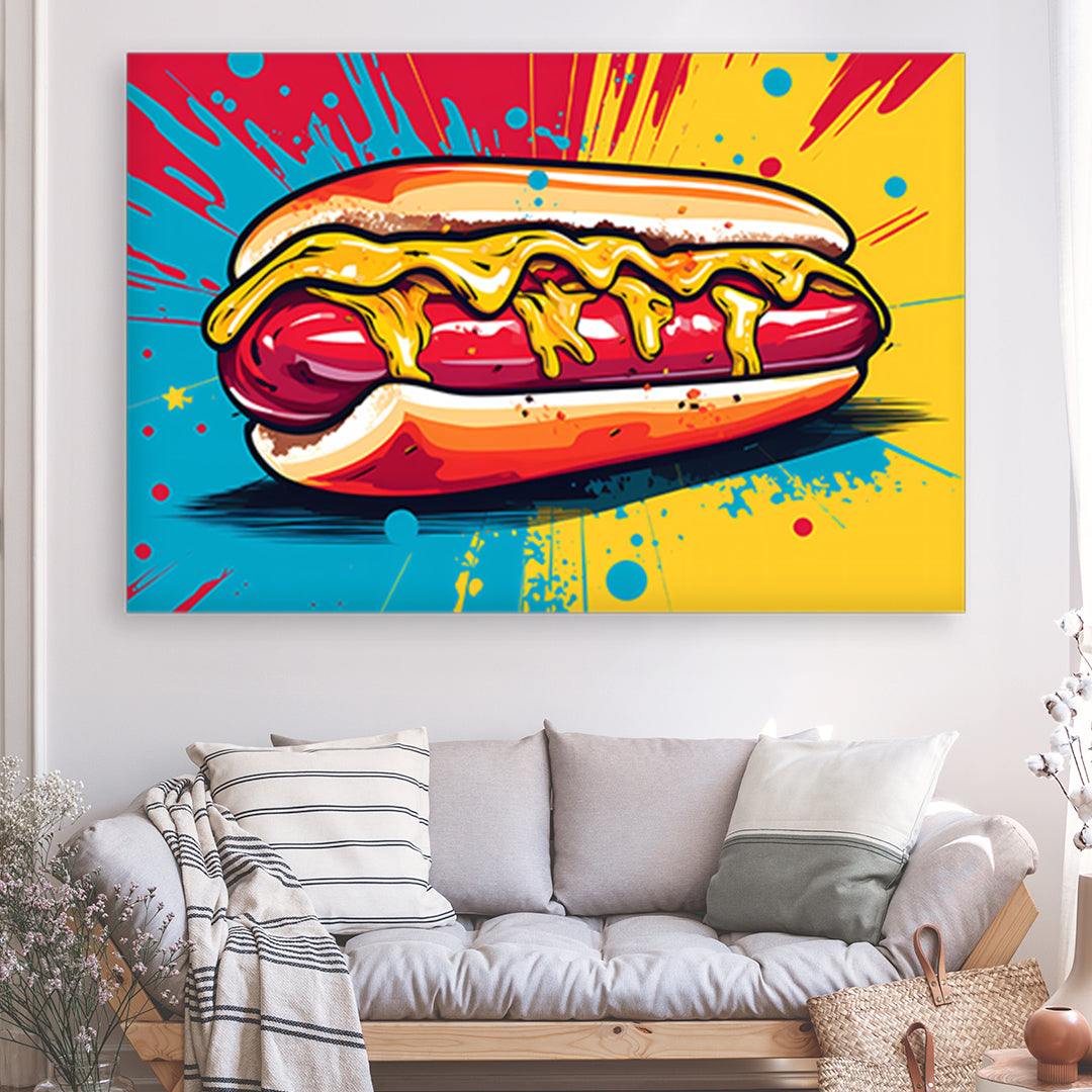 Tableau Hot Dog Pop Art - Grand Format XXL | Mindstardust