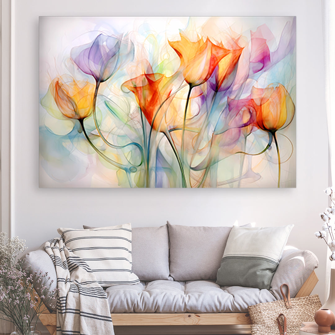 Tableau Tulipes Aquarelle - Très Grand Format XXL | Mindstardust