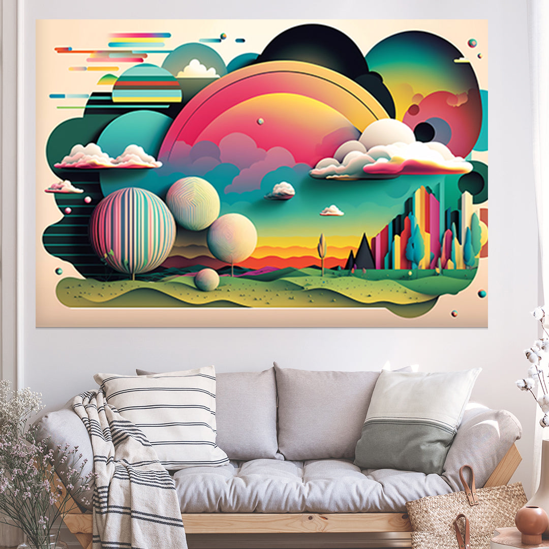 Tableau Aube Géométrique - Grand Format XXL | Mindstardust
