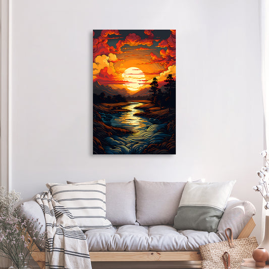 Tableau Graphic Sunset Coucher Soleil - Grand Format | Mindstardust